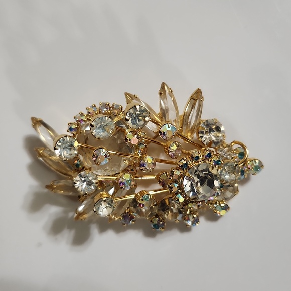 Vintage brooche Julianna clear Navettes & wired Chaton - Picture 2 of 5